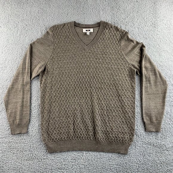 NEW Joseph Abboud Sweater Mens XL Brown Merino Wool Blend Pullover‎ Cable Knit